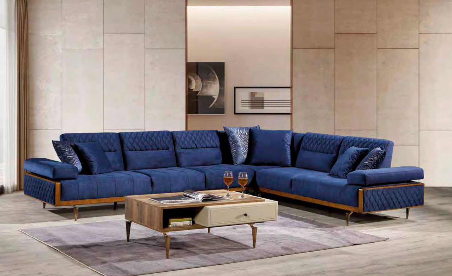 Pella Ecksofa blue