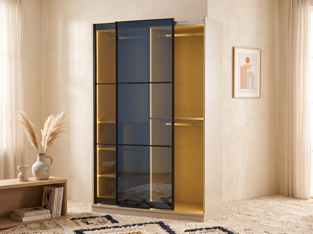 Schiebeschrank 160 cm (Glastür)