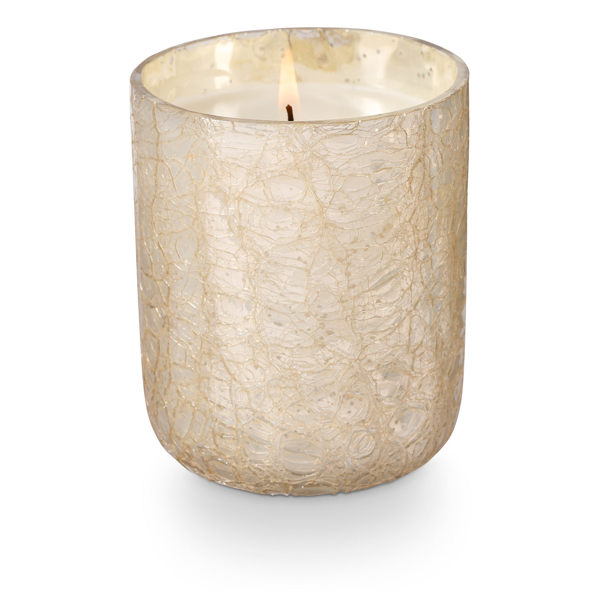 Winter White Duftkerze im Crackle-Glas – Weiss