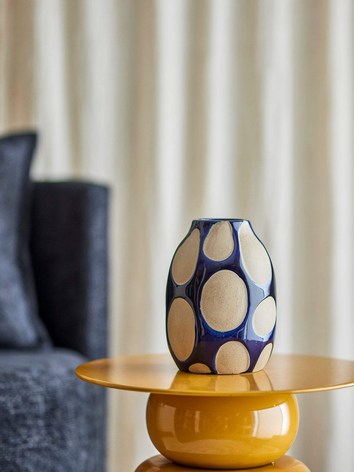 Bashir Vase – Blau, Steingut