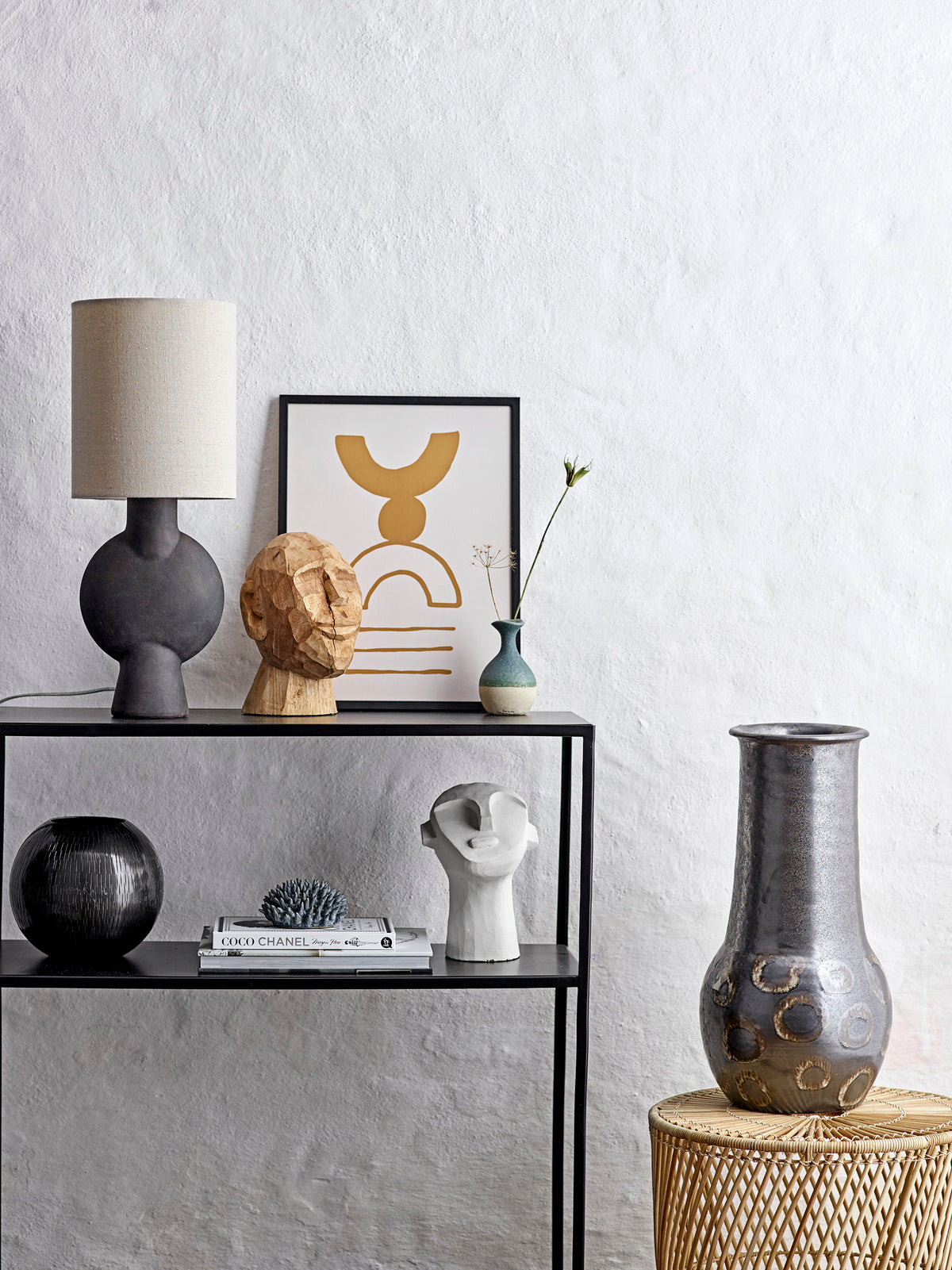 Sergio Tischlampe – Braun, Steingut