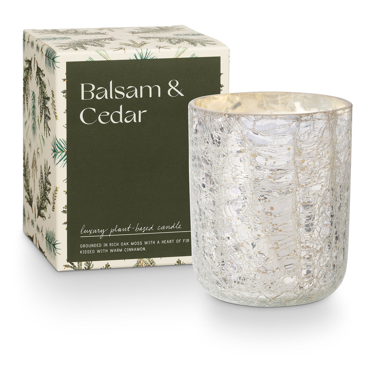 Balsam & Cedar Duftkerze im Crackle-Glas – Grün