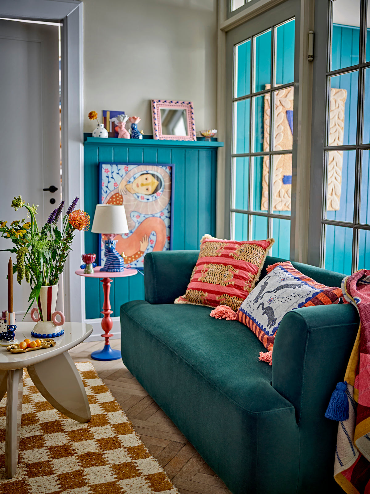 Floriesta Bild mit Rahmen – Bunt, Tannenholz