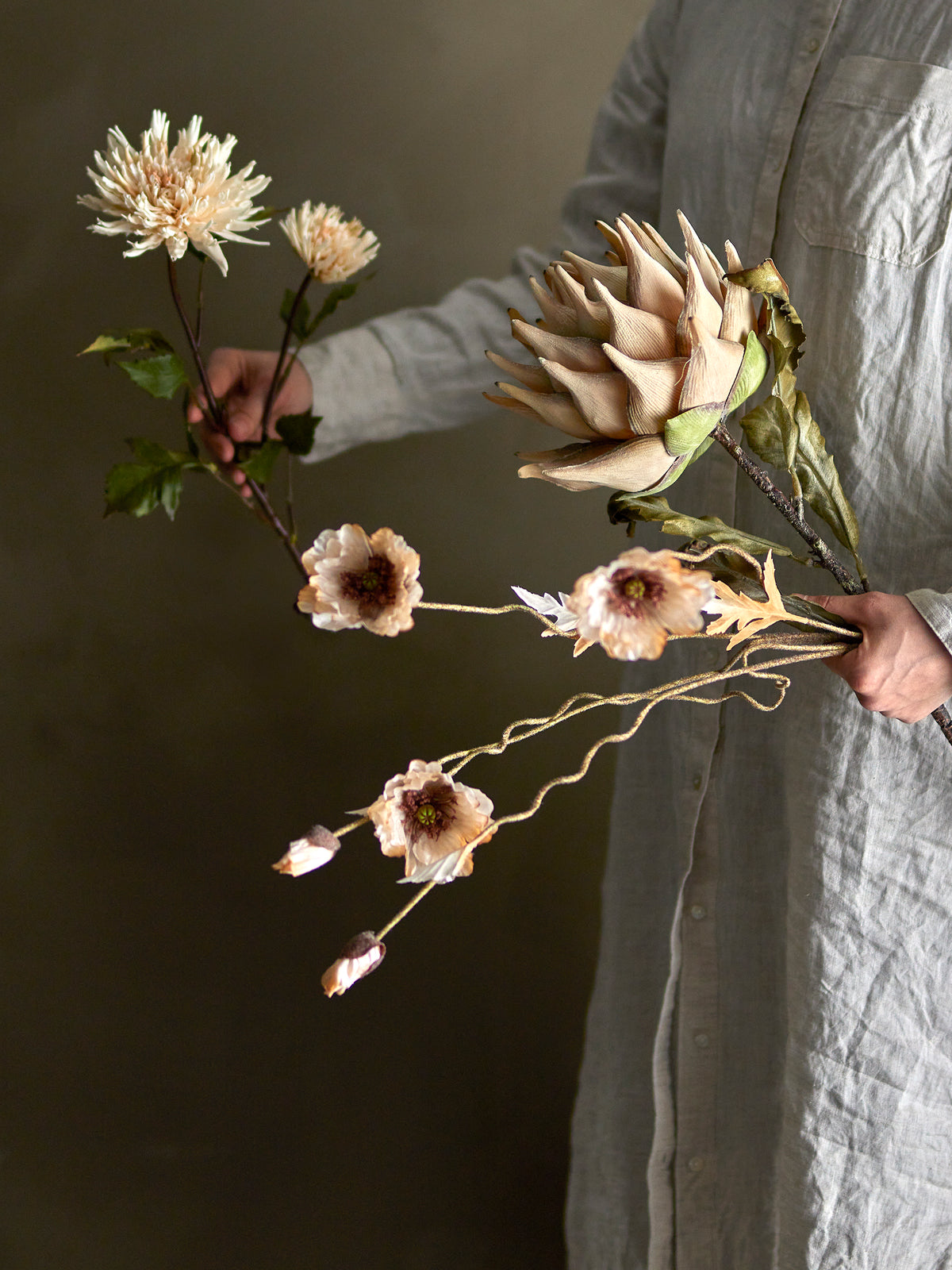 Protea Kunstblumen-Stiel – Natur