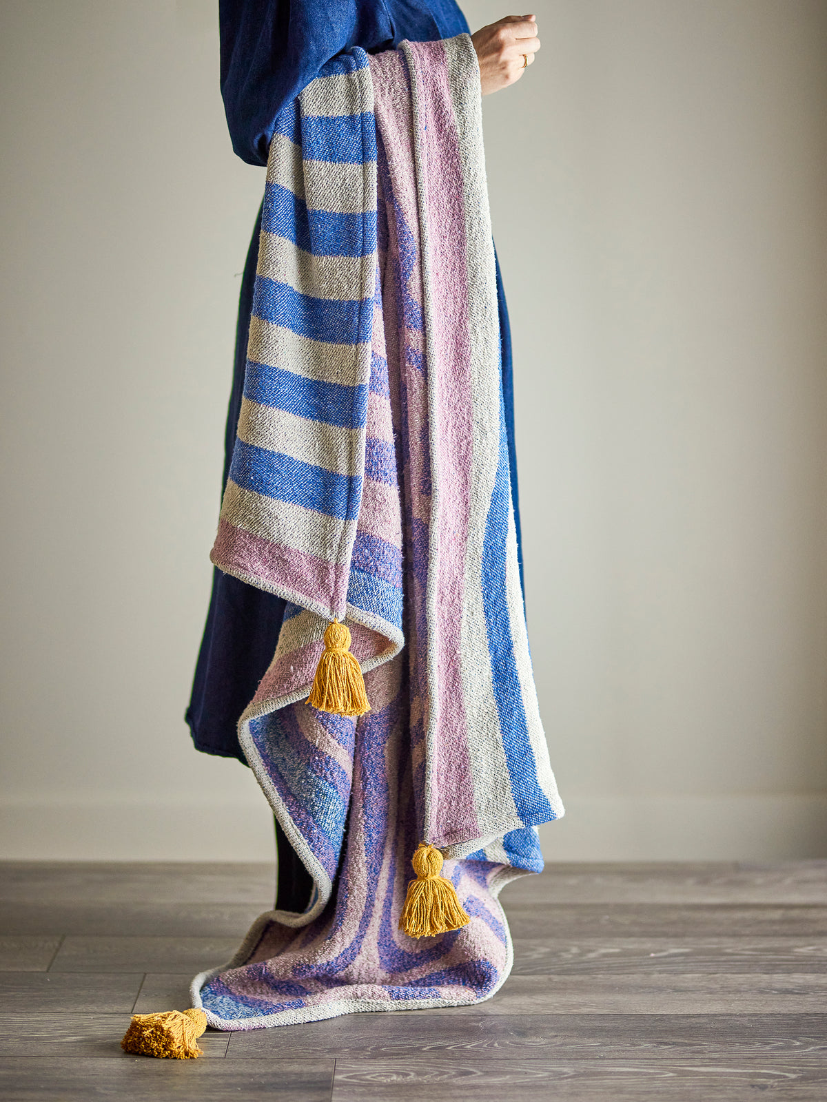 Arlie Decke – Blau, Recycelte Baumwolle