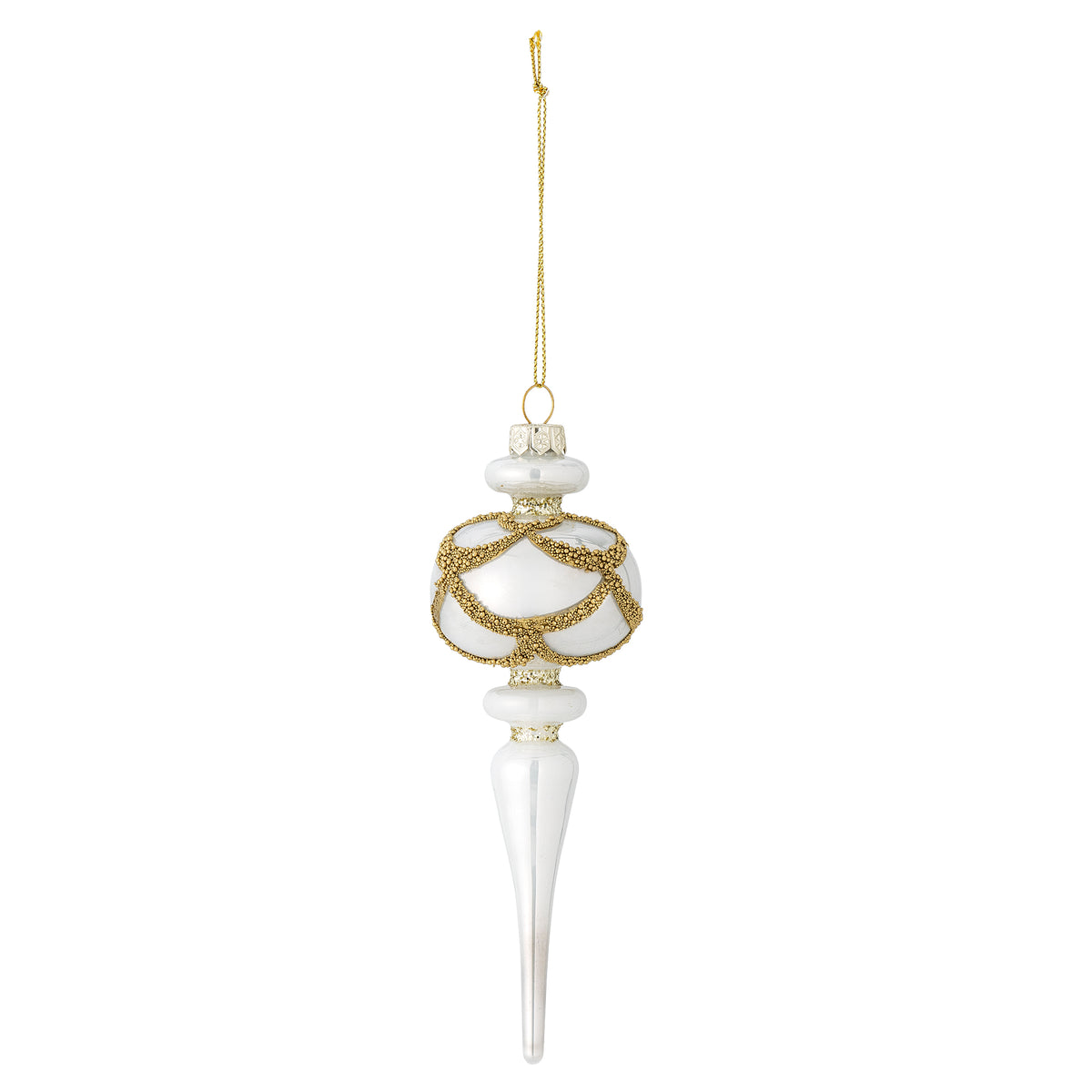 Hisar Weihnachtsanhänger – Weiss, Glas Ø 6 × H 17 cm